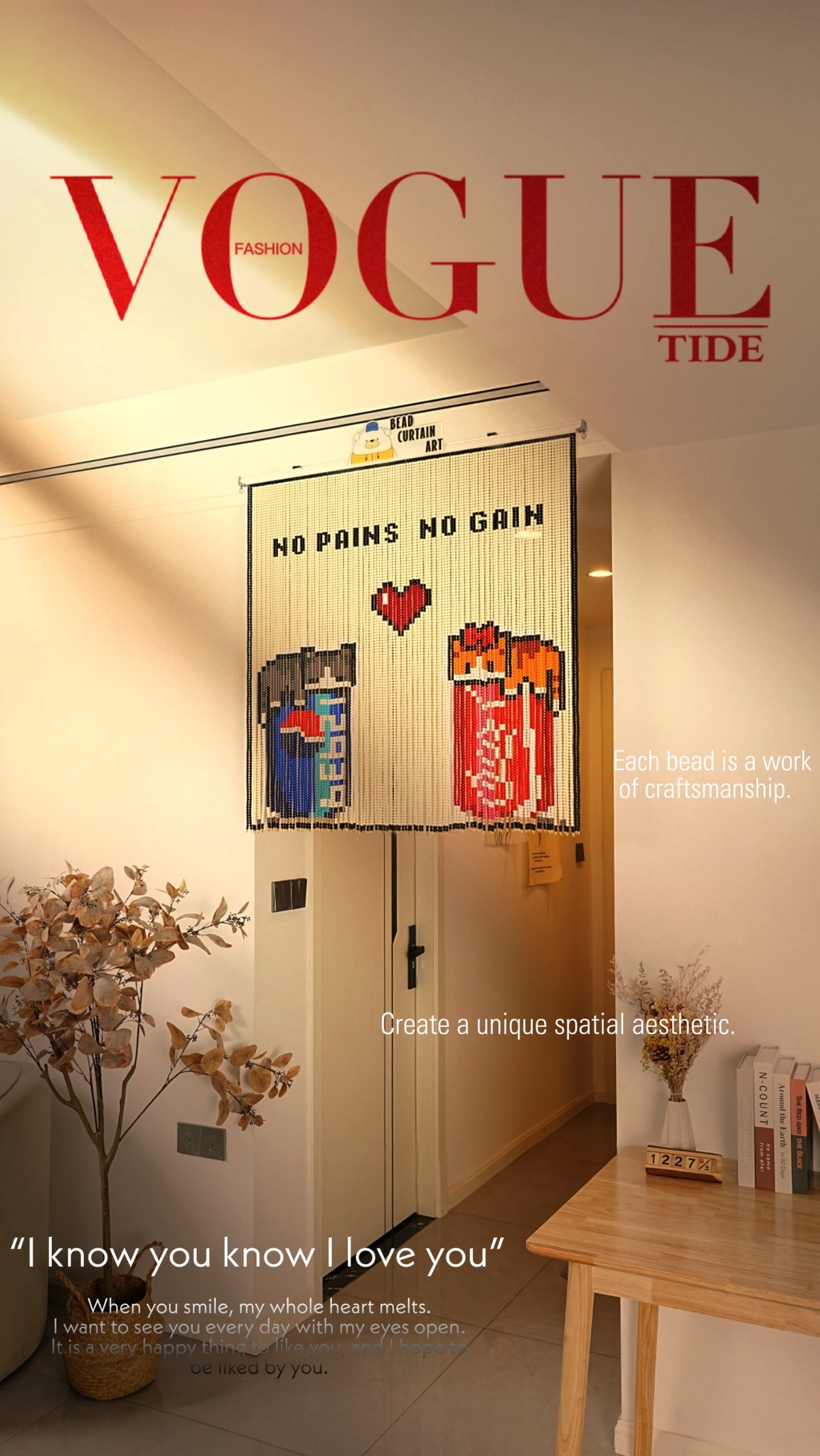 Coke-loving cat large-size bead curtain-decorative painting